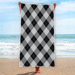Grey And Black Argyle Pattern Print Beach Towel