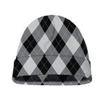 Grey And Black Argyle Pattern Print Beanie
