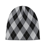 Grey And Black Argyle Pattern Print Beanie
