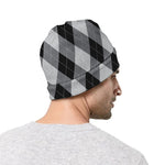 Grey And Black Argyle Pattern Print Beanie