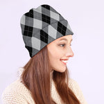 Grey And Black Argyle Pattern Print Beanie