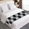 Grey And Black Argyle Pattern Print Bed Runner