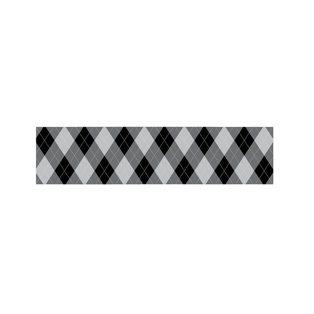 Grey And Black Argyle Pattern Print Bed Runner