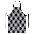 Grey And Black Argyle Pattern Print Bib Apron With Pocket