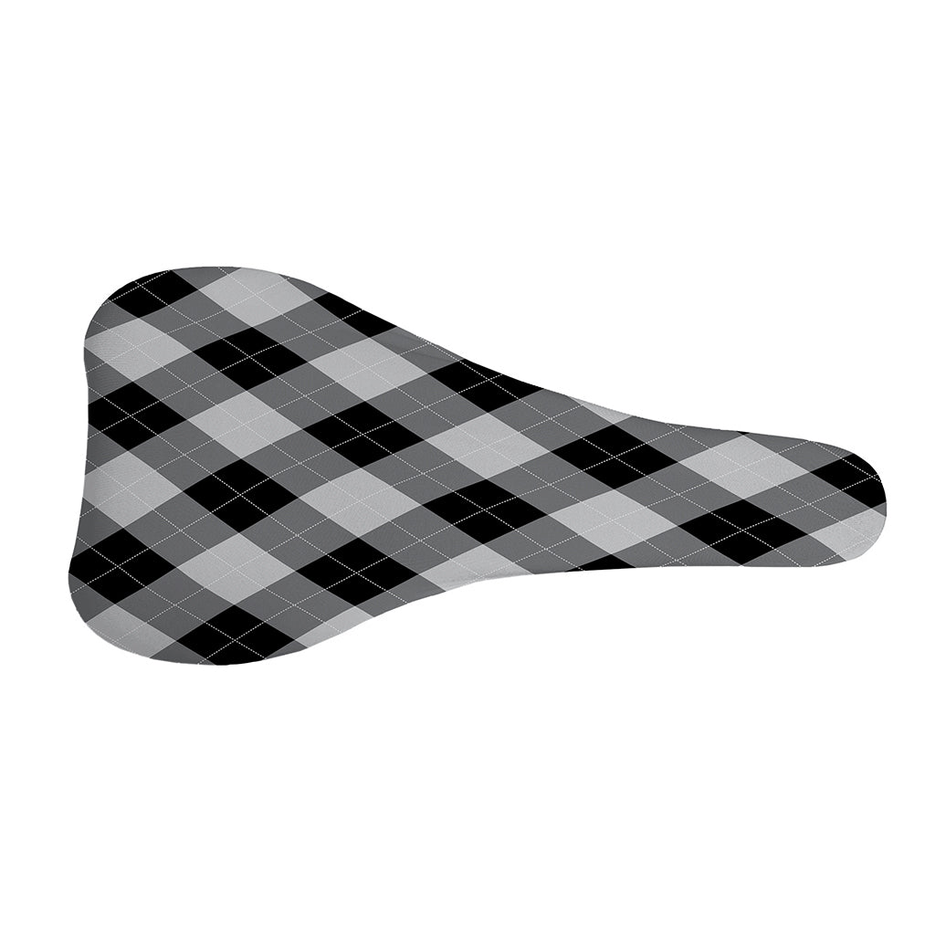 Grey And Black Argyle Pattern Print Bicycle Seat Cover