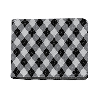 Grey And Black Argyle Pattern Print Bifold Wallet