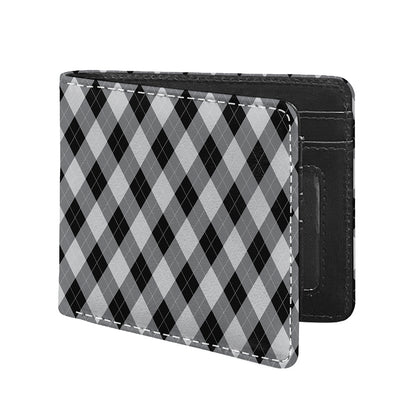 Grey And Black Argyle Pattern Print Bifold Wallet