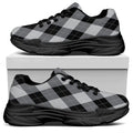 Grey And Black Argyle Pattern Print Black Chunky Shoes