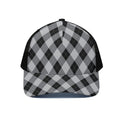 Grey And Black Argyle Pattern Print Black Mesh Trucker Hat