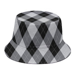 Grey And Black Argyle Pattern Print Bucket Hat