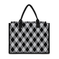 Grey And Black Argyle Pattern Print Canvas Tote Bag