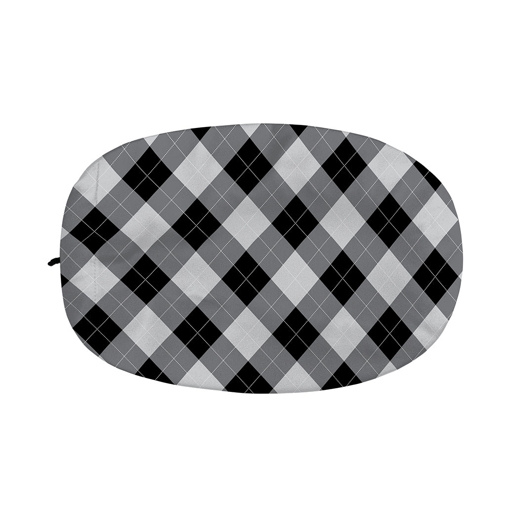 Grey And Black Argyle Pattern Print Car Side Mirror Covers