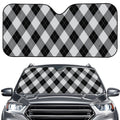 Grey And Black Argyle Pattern Print Car Windshield Sun Shade