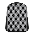 Grey And Black Argyle Pattern Print Casual Backpack