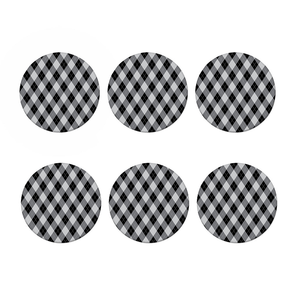 Grey And Black Argyle Pattern Print Coaster Set