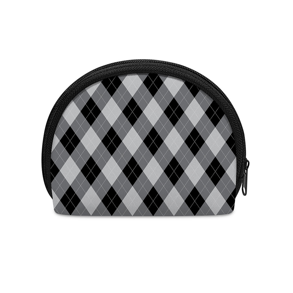 Grey And Black Argyle Pattern Print Coin Purse