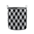 Grey And Black Argyle Pattern Print Collapsible Laundry Basket