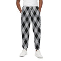 Grey And Black Argyle Pattern Print Cotton Sweatpants