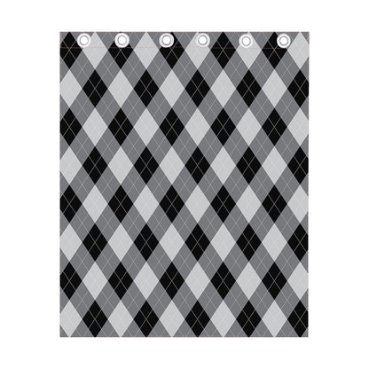 Grey And Black Argyle Pattern Print Curtain