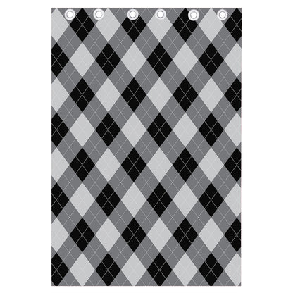 Grey And Black Argyle Pattern Print Curtain