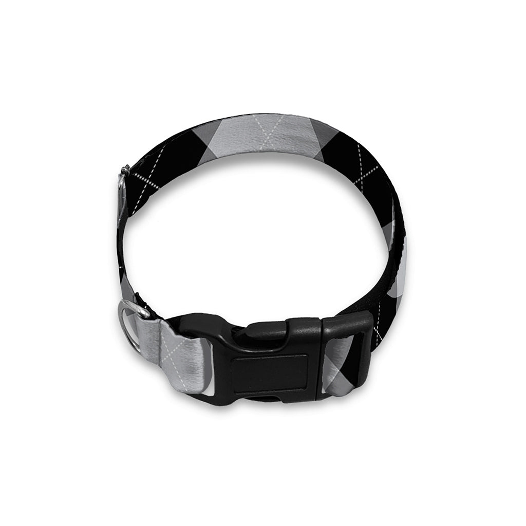 Grey And Black Argyle Pattern Print Dog Collar