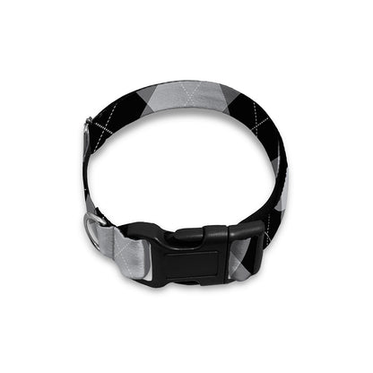 Grey And Black Argyle Pattern Print Dog Collar
