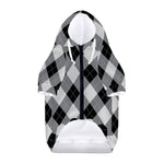Grey And Black Argyle Pattern Print Dog Zip Up Hoodie