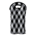Grey And Black Argyle Pattern Print Double Neoprene Wine Tote