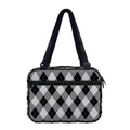 Grey And Black Argyle Pattern Print Double Strap Bible Bag