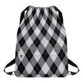 Grey And Black Argyle Pattern Print Drawstring Backpack