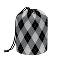 Grey And Black Argyle Pattern Print Drawstring Makeup Bag