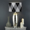 Grey And Black Argyle Pattern Print Drum Lamp Shade