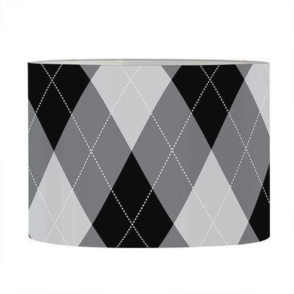 Grey And Black Argyle Pattern Print Drum Lamp Shade