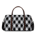 Grey And Black Argyle Pattern Print Duffel Bag