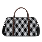 Grey And Black Argyle Pattern Print Duffle Bag