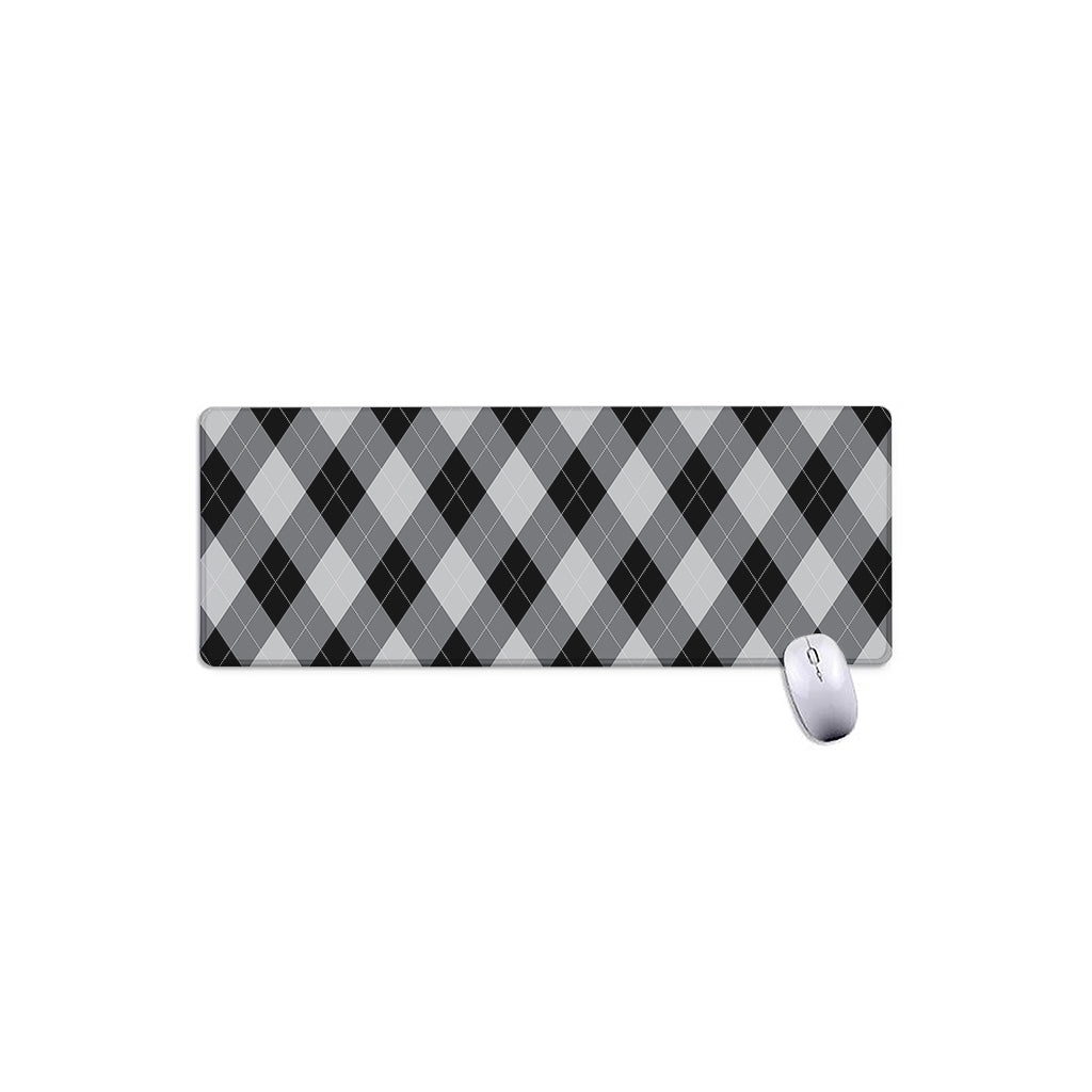 Grey And Black Argyle Pattern Print Extended Mouse Pad
