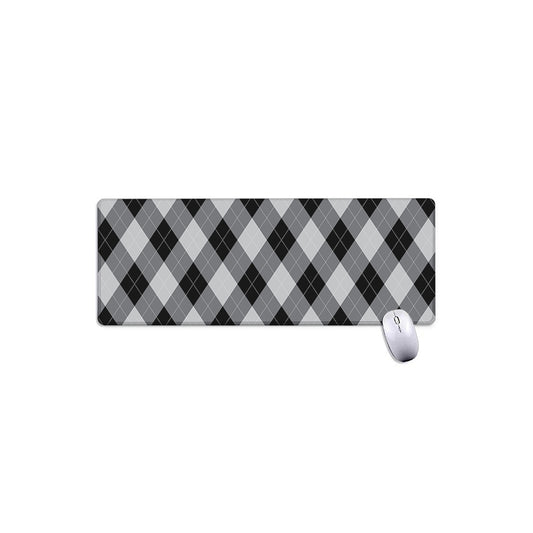 Grey And Black Argyle Pattern Print Extended Mouse Pad
