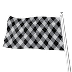 Grey And Black Argyle Pattern Print Flag