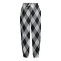 Grey And Black Argyle Pattern Print Fleece Lined Knit Pants