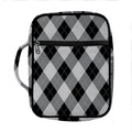 Grey And Black Argyle Pattern Print Front Pocket Bible Bag