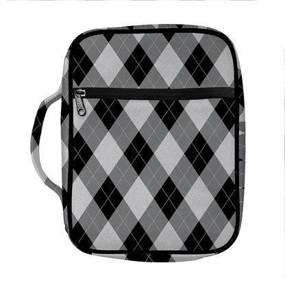 Grey And Black Argyle Pattern Print Front Pocket Bible Bag
