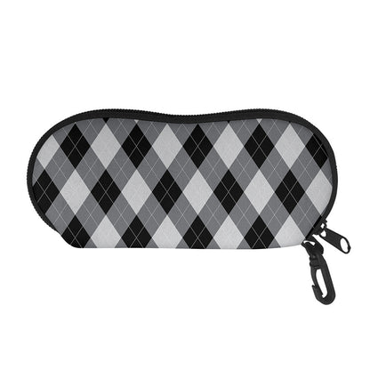 Grey And Black Argyle Pattern Print Glasses Case