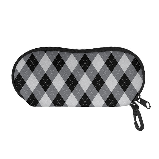 Grey And Black Argyle Pattern Print Glasses Case
