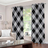 Grey And Black Argyle Pattern Print Grommet Curtains