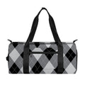 Grey And Black Argyle Pattern Print Gym Bag
