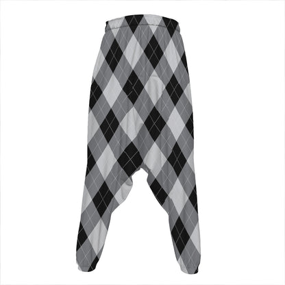 Grey And Black Argyle Pattern Print Hammer Pants