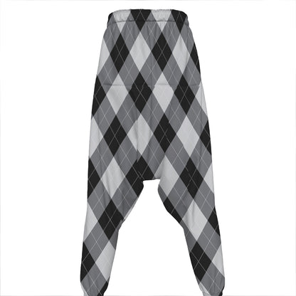 Grey And Black Argyle Pattern Print Hammer Pants