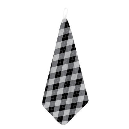 Grey And Black Argyle Pattern Print Hand Towel