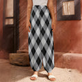 Grey And Black Argyle Pattern Print Harem Pants
