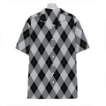 Grey And Black Argyle Pattern Print Hawaiian Shirt
